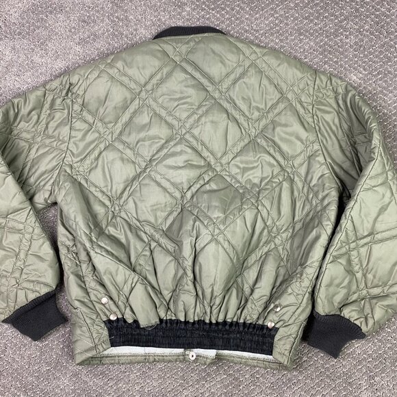 Vintage JCPenney Towncraft Quilted Bomber Jacket Mens Large Medium Olive Penneys - Picture 5 of 14